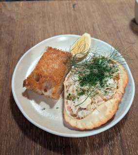 Dressed Crab, Chicken Fat Toast, Fennel